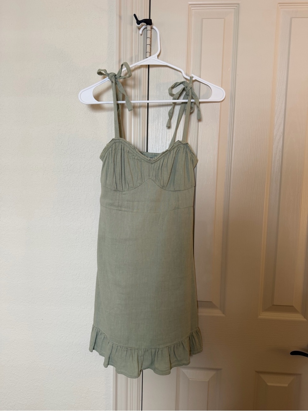 Hollister Sage Tie-Shoulder Linen Dress